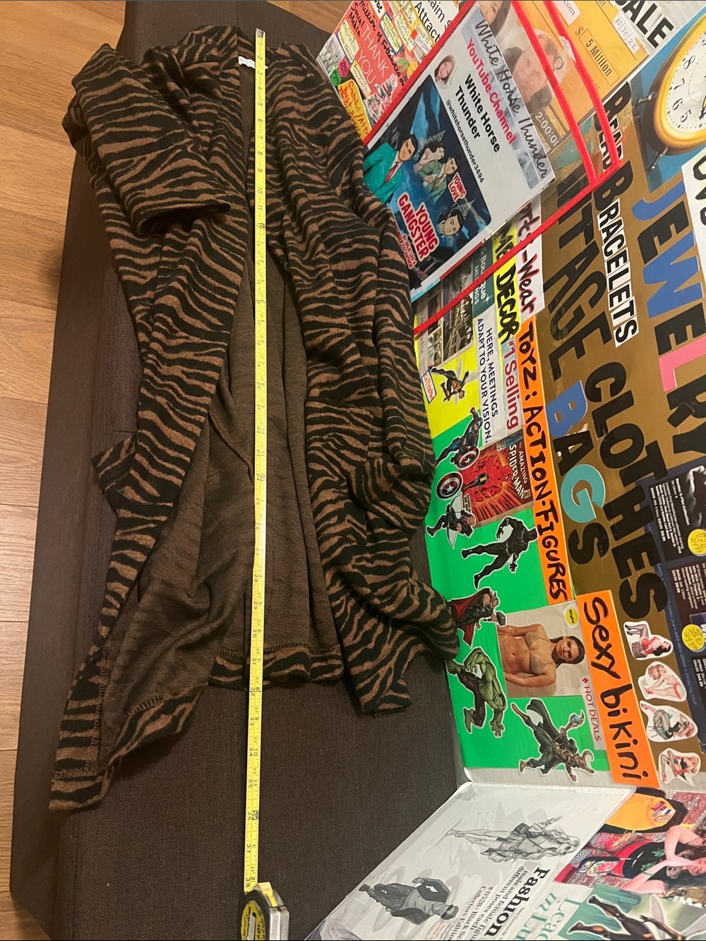 #3170* Dictionary Brown & Black Zebra-Print Open Cardigan - Picture 6 of 17